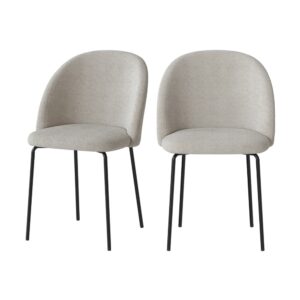 Wohnli Möbelsuche - 2er Set Stühle aus beigem Bouclé-Stoff