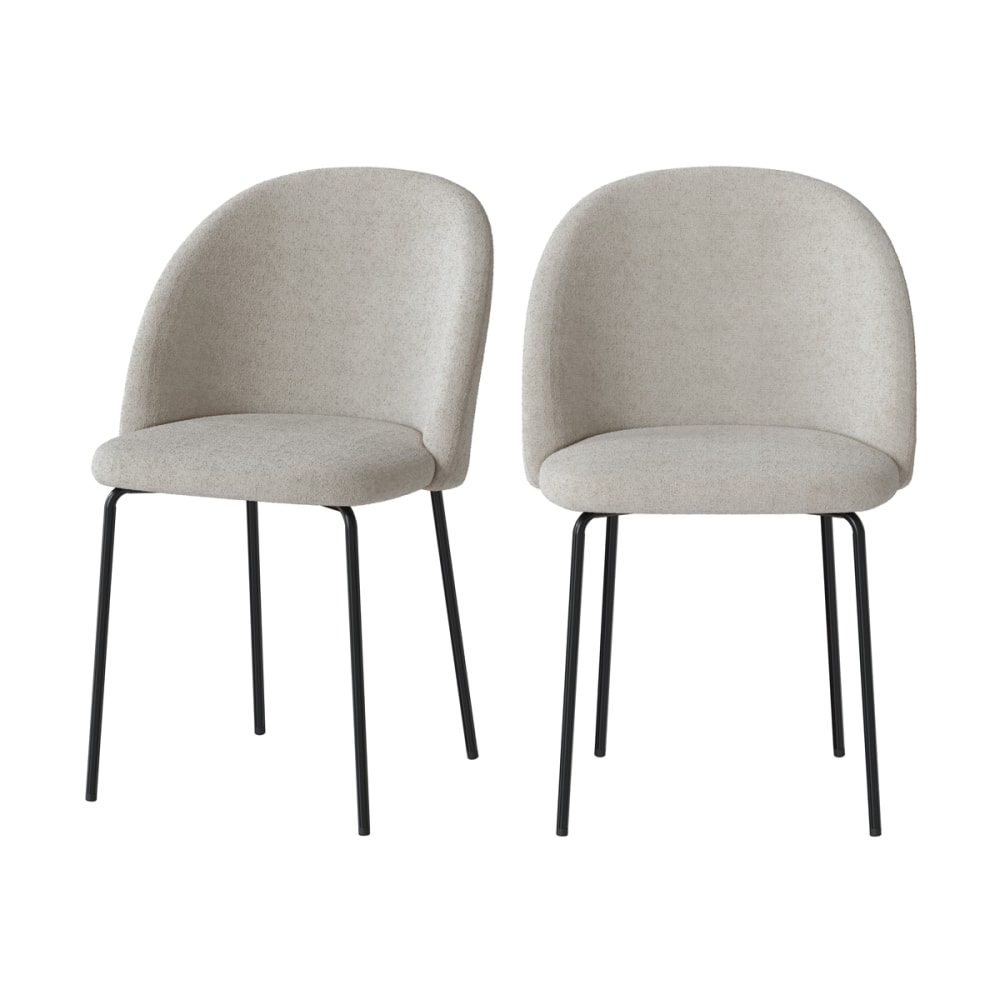 Wohnli Möbelsuche - 2er Set Stühle aus beigem Bouclé-Stoff