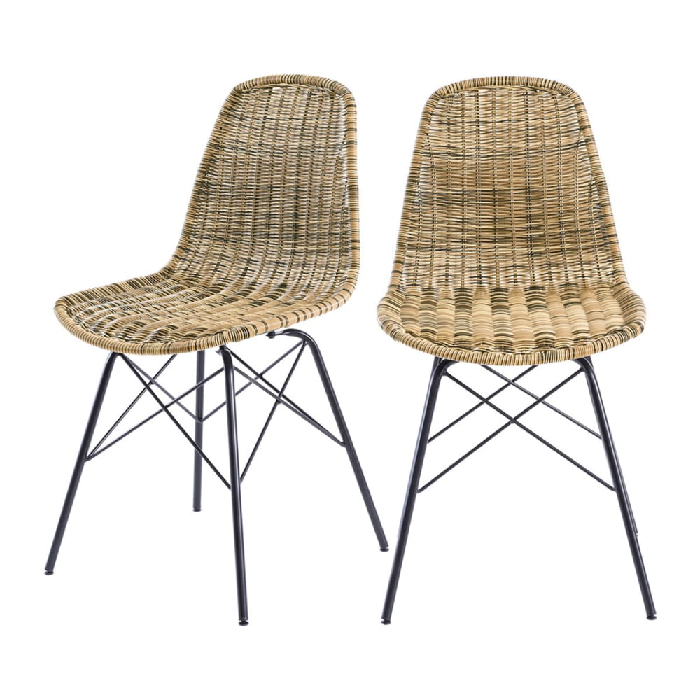 Wohnli Möbelsuche - 2er Set Stühle aus natürlichem Harzgeflecht