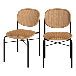Wohnli Möbelsuche - 2er Set Stühle aus natürlichem Harzgeflecht mit Metallbeinen