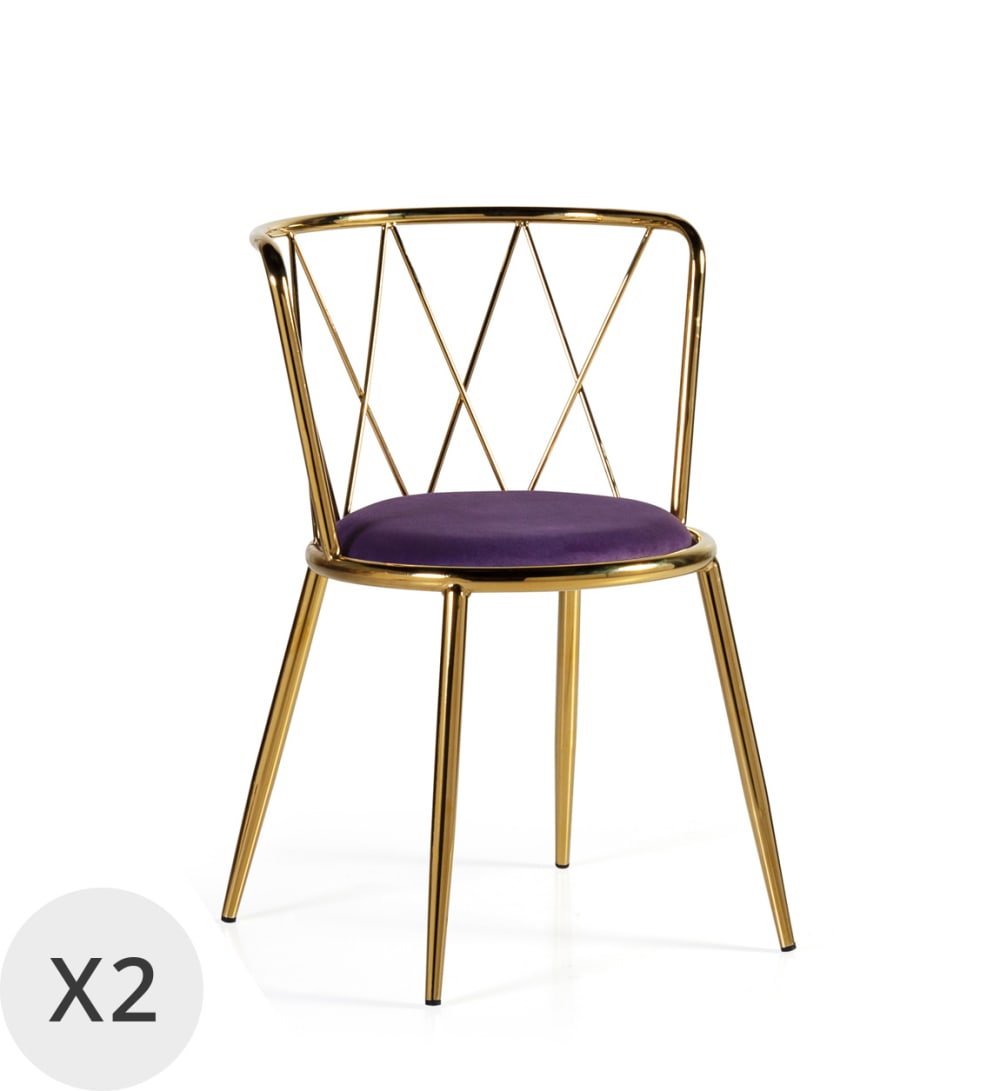 Wohnli Möbelsuche - 2er Set Stühle aus verchromtem Stahl