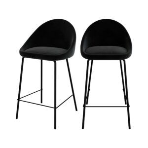 Wohnli Möbelsuche - 2er Set Stühle für Mittelinsel 65 cm aus schwarzem Samt