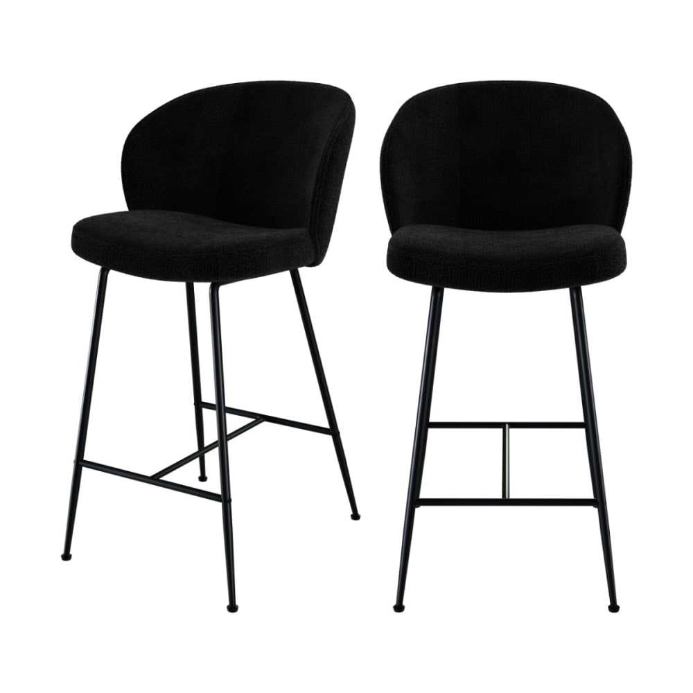 wohnli-moebel-suche-2er-Set-Stuehle-fuer-Mittelinsel-aus-Boucle-Stoff-66-cm-schwarz Wohnli Möbelsuche - 2er Set Stühle für Mittelinsel aus Bouclé-Stoff
