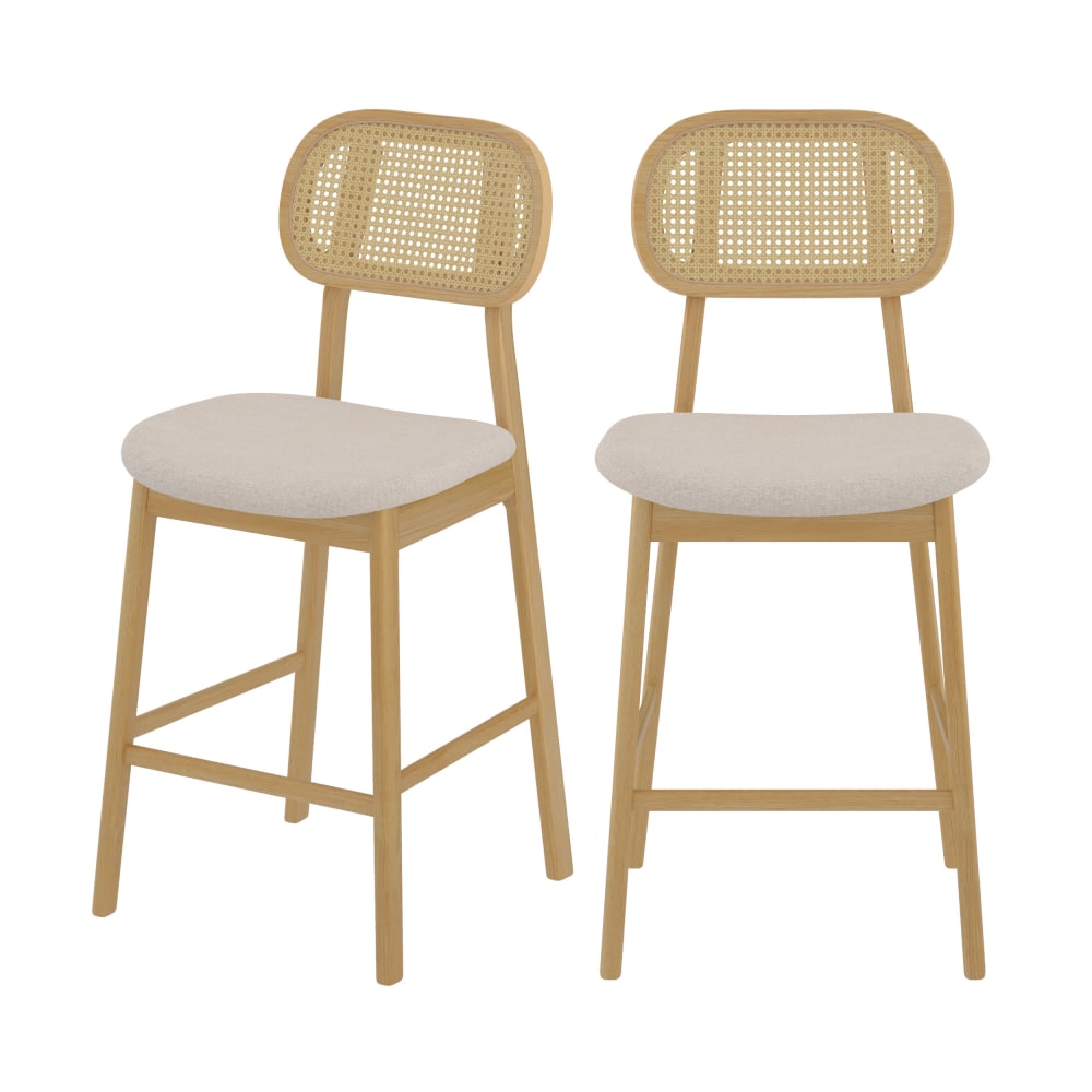 wohnli-moebel-suche-2er-Set-Stuehle-fuer-Mittelinsel-aus-Hevea-Holz-und-beigem-Stoff-60-cm Wohnli Möbelsuche - 2er Set Stühle für Mittelinsel aus Hevea-Holz und beigem Stoff