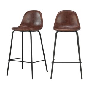 wohnli-moebel-suche-2er-Set-Stuehle-fuer-Mittelinsel-aus-braunes-Kunstleder-65-cm Wohnli Möbelsuche - 2er Set Stühle für Mittelinsel aus braunes Kunstleder