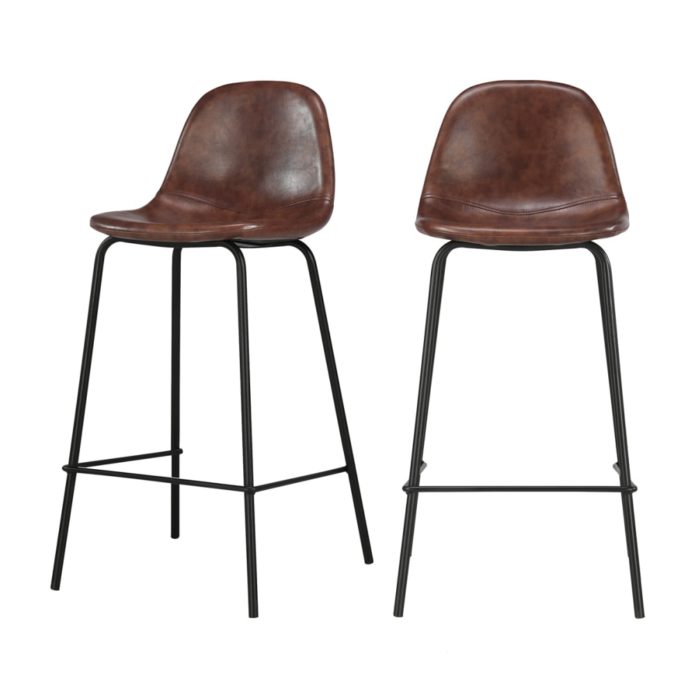 wohnli-moebel-suche-2er-Set-Stuehle-fuer-Mittelinsel-aus-braunes-Kunstleder-65-cm Wohnli Möbelsuche - 2er Set Stühle für Mittelinsel aus braunes Kunstleder