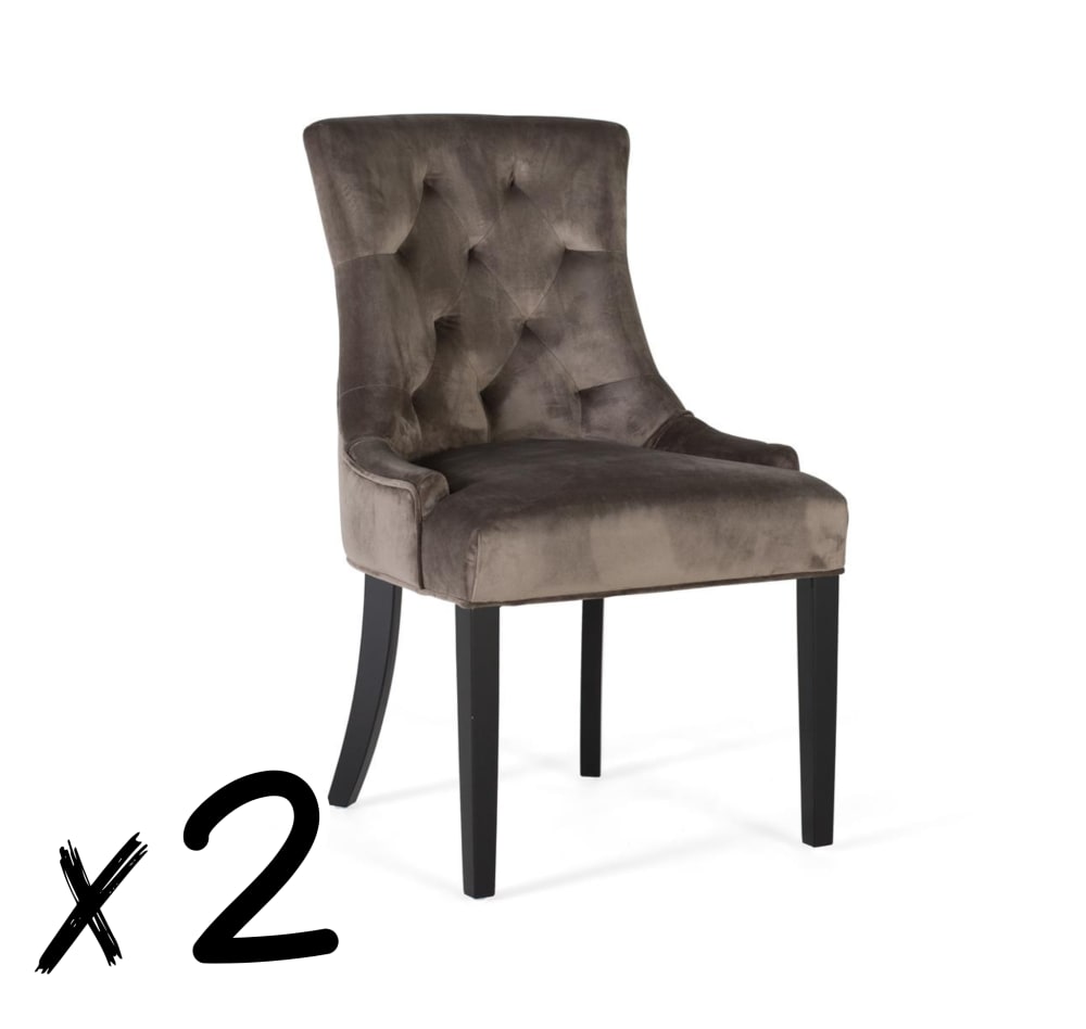 Wohnli Möbelsuche - 2er Set Stühle gepolstert mit Polyester in Samtoptik