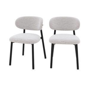 Wohnli Möbelsuche - 2er Set Stühle in hellgrauem Stoff mit schwarzen Metallbeinen