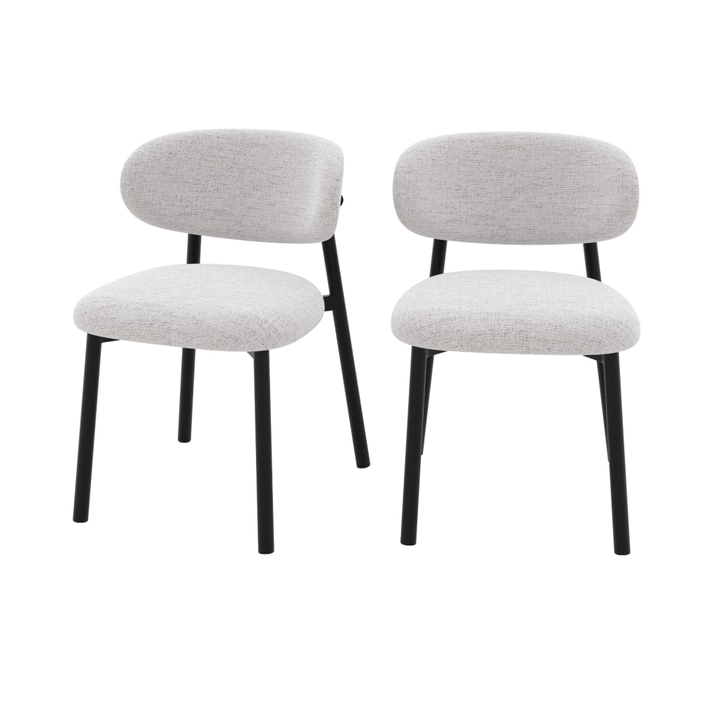 Wohnli Möbelsuche - 2er Set Stühle in hellgrauem Stoff mit schwarzen Metallbeinen