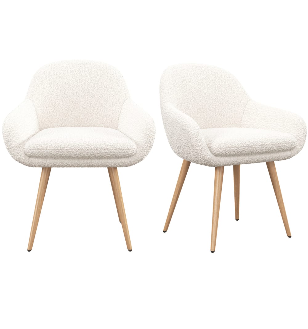Wohnli Möbelsuche - 2er Set Stühle mit Bouclé- Stoff und Metallbeinen