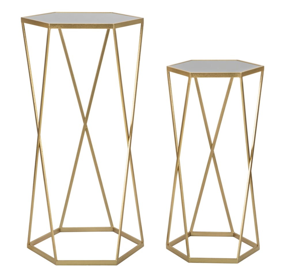 Wohnli Möbelsuche - 2er Set Tische aus Metall mit Spiegel cm 50x100-40x80