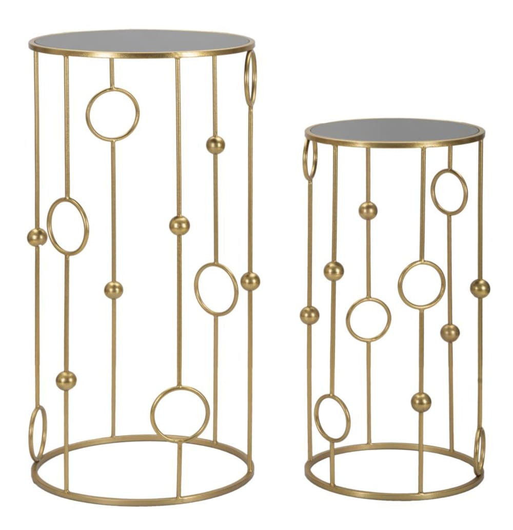 Wohnli Möbelsuche - 2er Set Tische aus Metall mit Spiegel cm 50x100-40x80