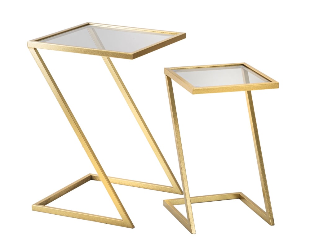 Wohnli Möbelsuche - 2er-Set Tische aus Metall und Glas 40x40x60