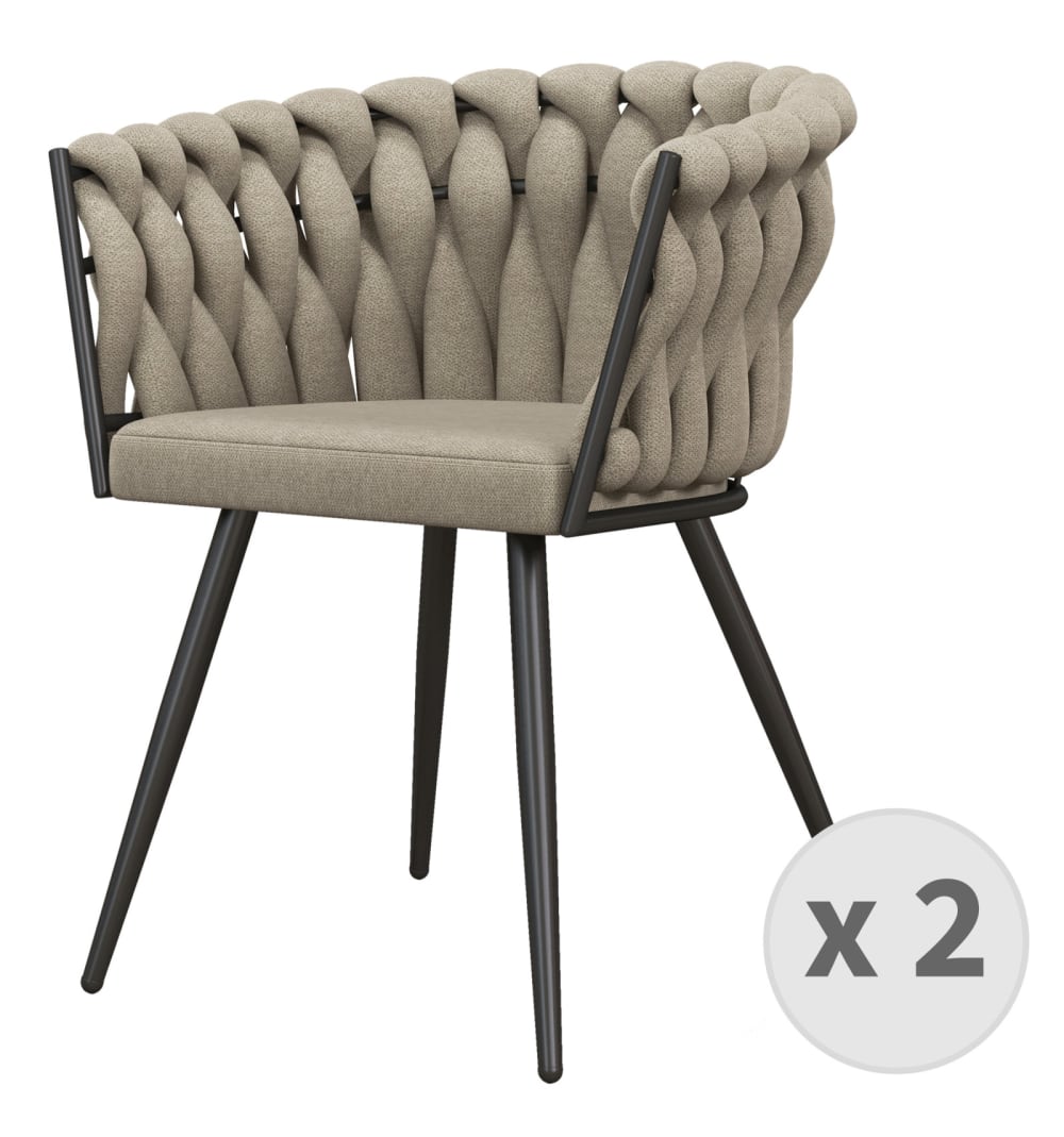 Wohnli Möbelsuche - 2er Set Tischsessel aus Stoff und Metall
