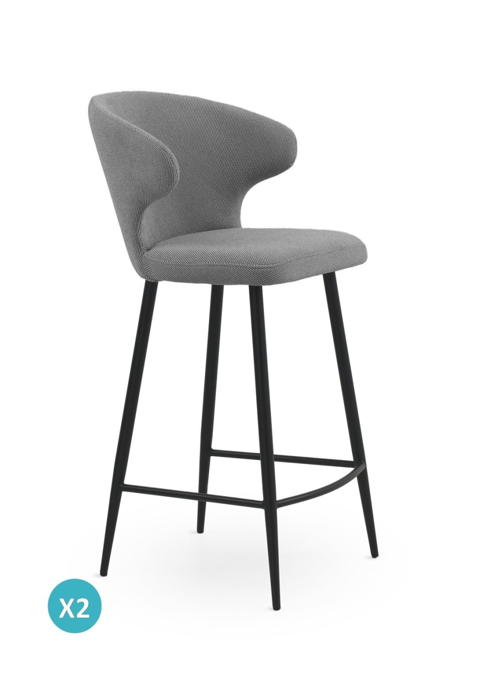 Wohnli Möbelsuche - 2er-Set gepolsterte Hocker kaffeefarben mit schwarzen Metallbeinen