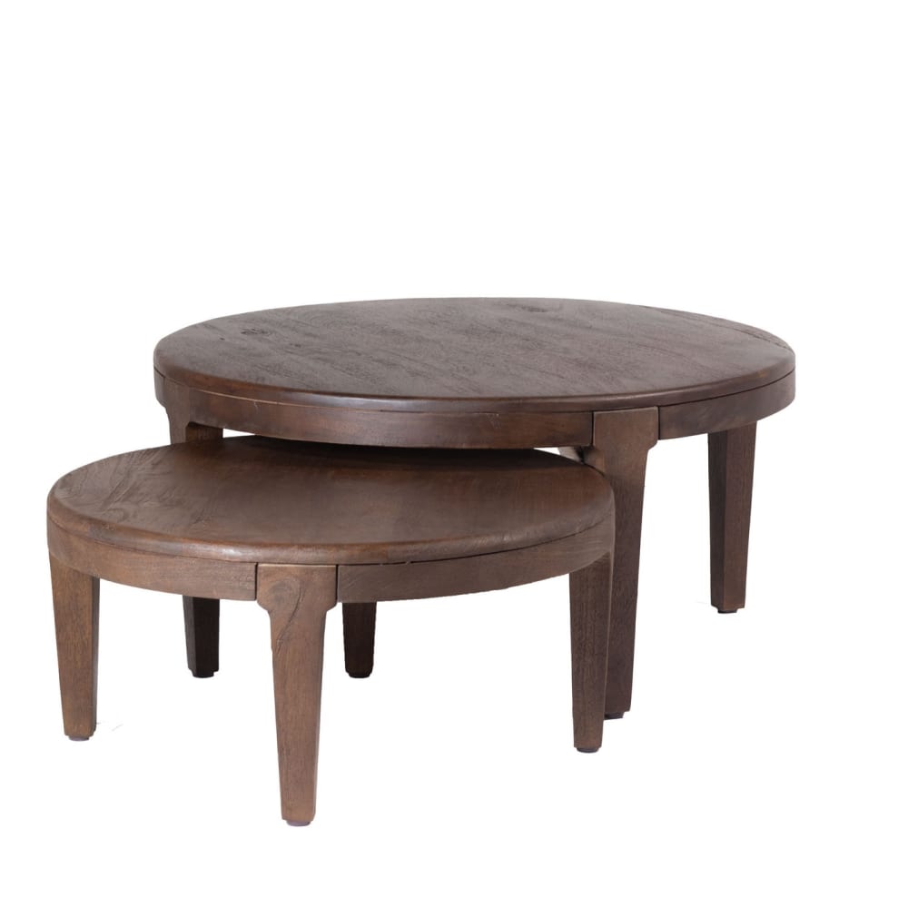 wohnli-moebel-suche-2er-Set-runde-Couchtische-aus-Akazienholz-braun Wohnli Möbelsuche - 2er Set runde Couchtische aus Akazienholz