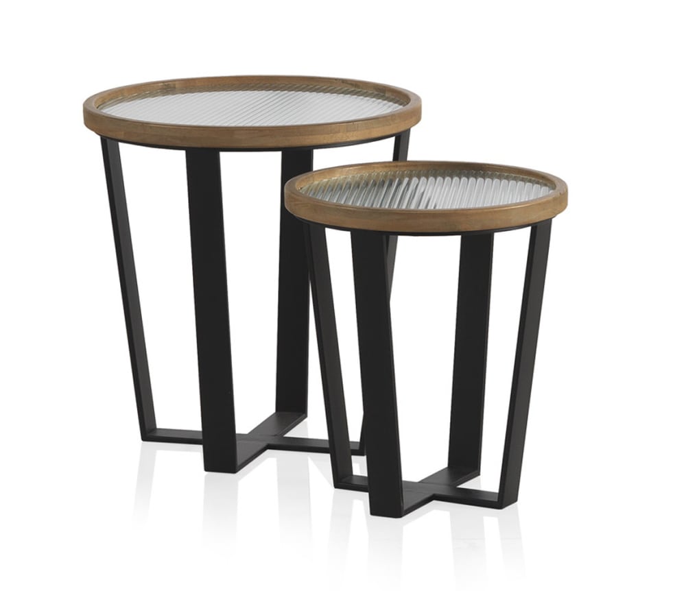 Wohnli Möbelsuche - 2er Set runde Couchtische mit Glas