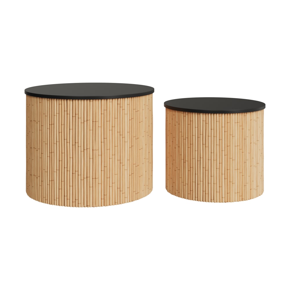 wohnli-moebel-suche-2er-Set-runde-Rattan-Couchtische-mit-schwarzer-Platte Wohnli Möbelsuche - 2er Set runde Rattan-Couchtische mit schwarzer Platte