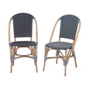Wohnli Möbelsuche - 2er Set schwarze und weiße Bistrostühle aus Rattan und Polyrattan