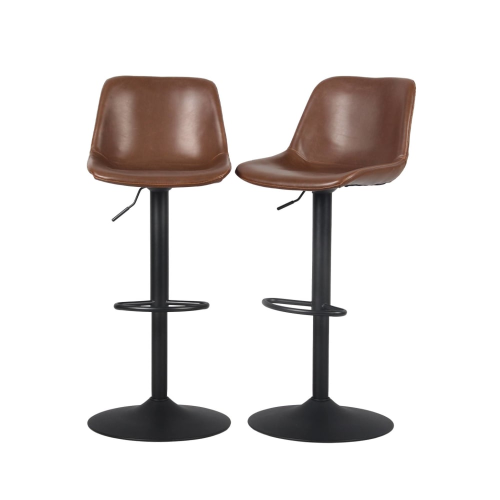 wohnli-moebel-suche-2er-Set-verstellbare-Barhocker-braunes-Kunstleder Wohnli Möbelsuche - 2er-Set verstellbare Barhocker