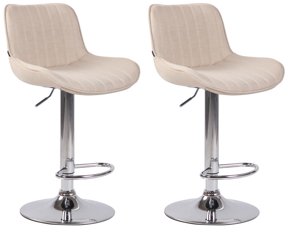 Wohnli Möbelsuche - 2er set Barhocker höhenverstellbar aus Stoff creme