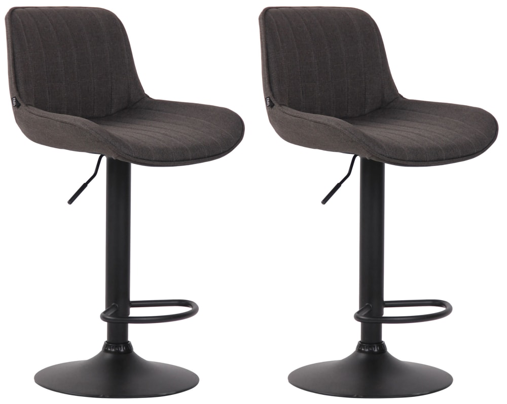 Wohnli Möbelsuche - 2er set Barhocker höhenverstellbar aus Stoff dunkelgrau