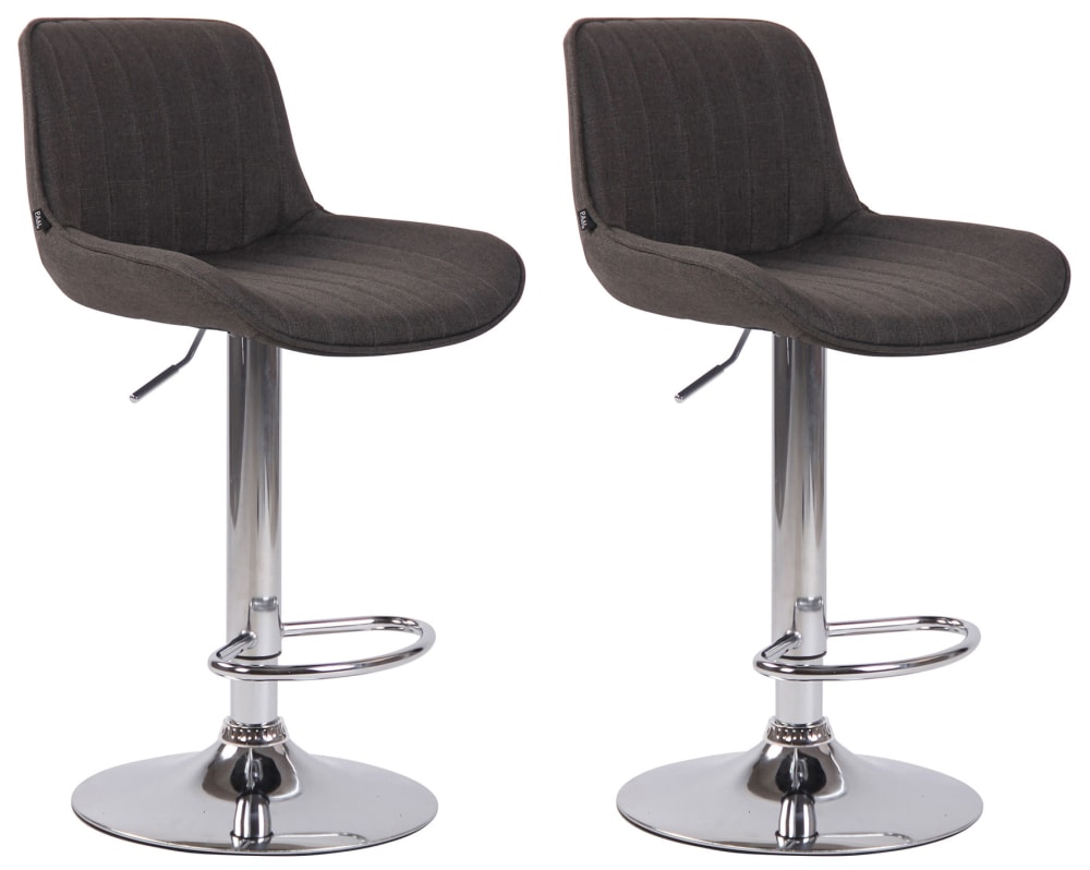 Wohnli Möbelsuche - 2er set Barhocker höhenverstellbar aus Stoff dunkelgrau