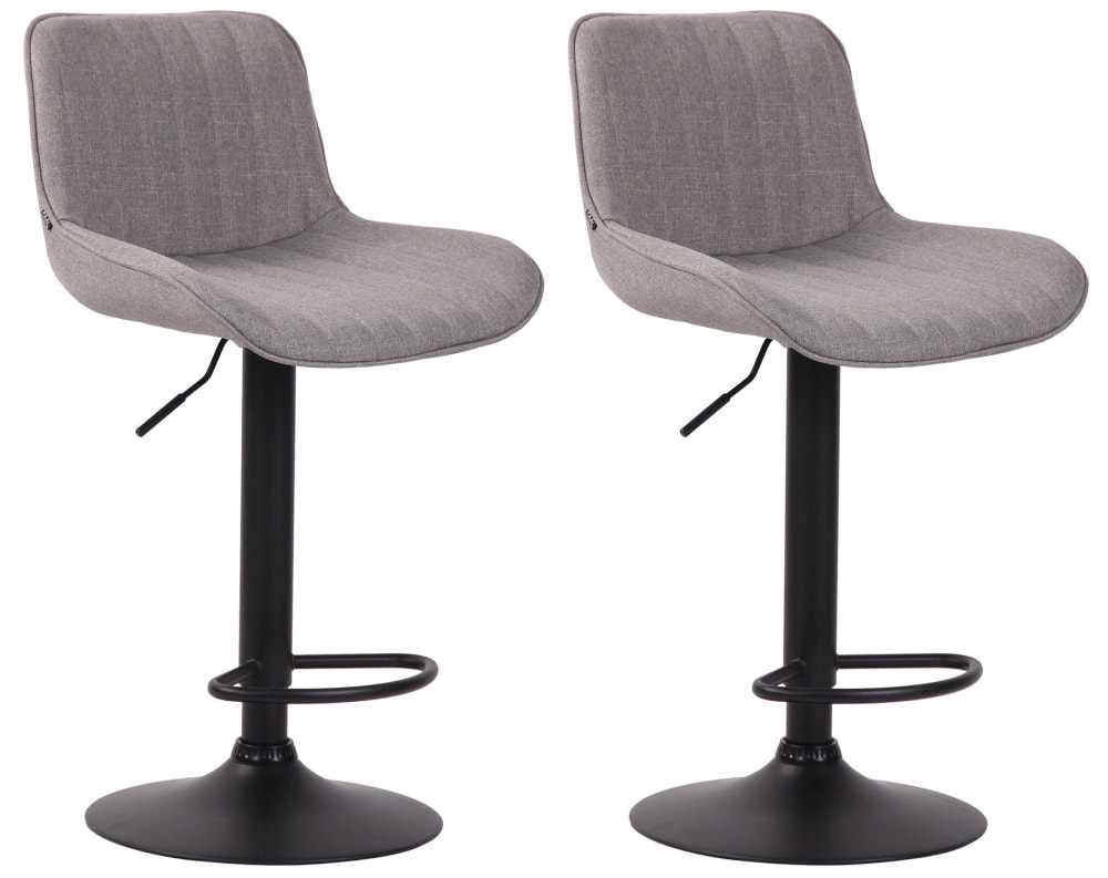 Wohnli Möbelsuche - 2er set Barhocker höhenverstellbar aus Stoff grau