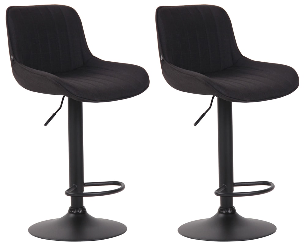 Wohnli Möbelsuche - 2er set Barhocker höhenverstellbar aus Stoff schwarz