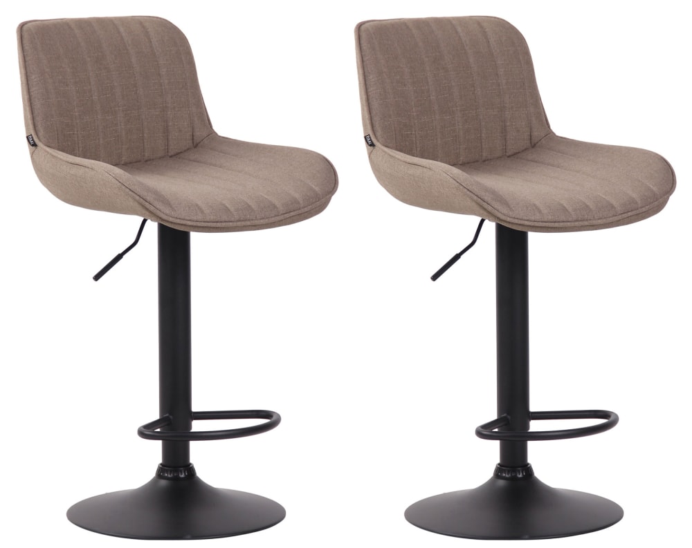 Wohnli Möbelsuche - 2er set Barhocker höhenverstellbar aus Stoff taupe
