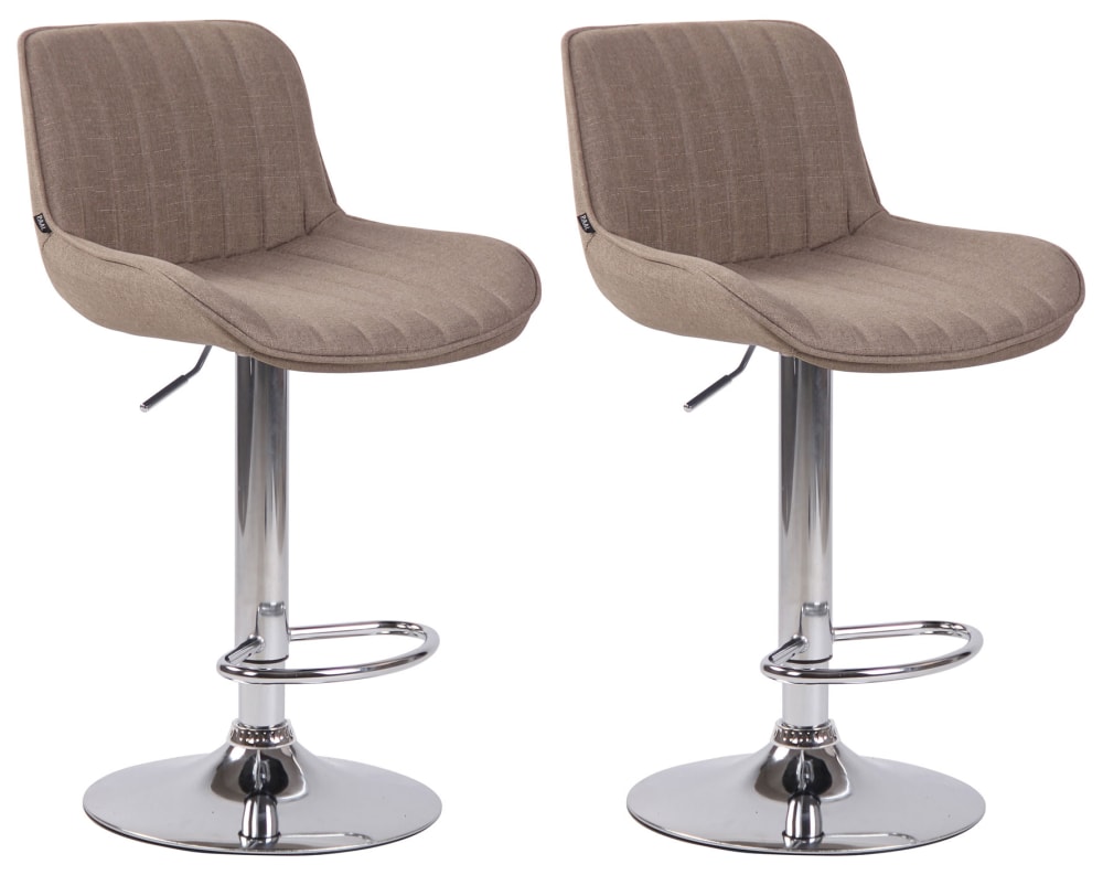 Wohnli Möbelsuche - 2er set Barhocker höhenverstellbar aus Stoff taupe