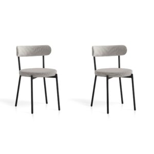 Wohnli Möbelsuche - 2?er Set Stühle aus Stoff und Metall grau 75×46×49?cm