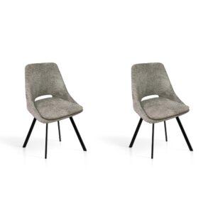 Wohnli Möbelsuche - 2?er Set Stühle aus Stoff und Metall taupe 85×48×57?cm