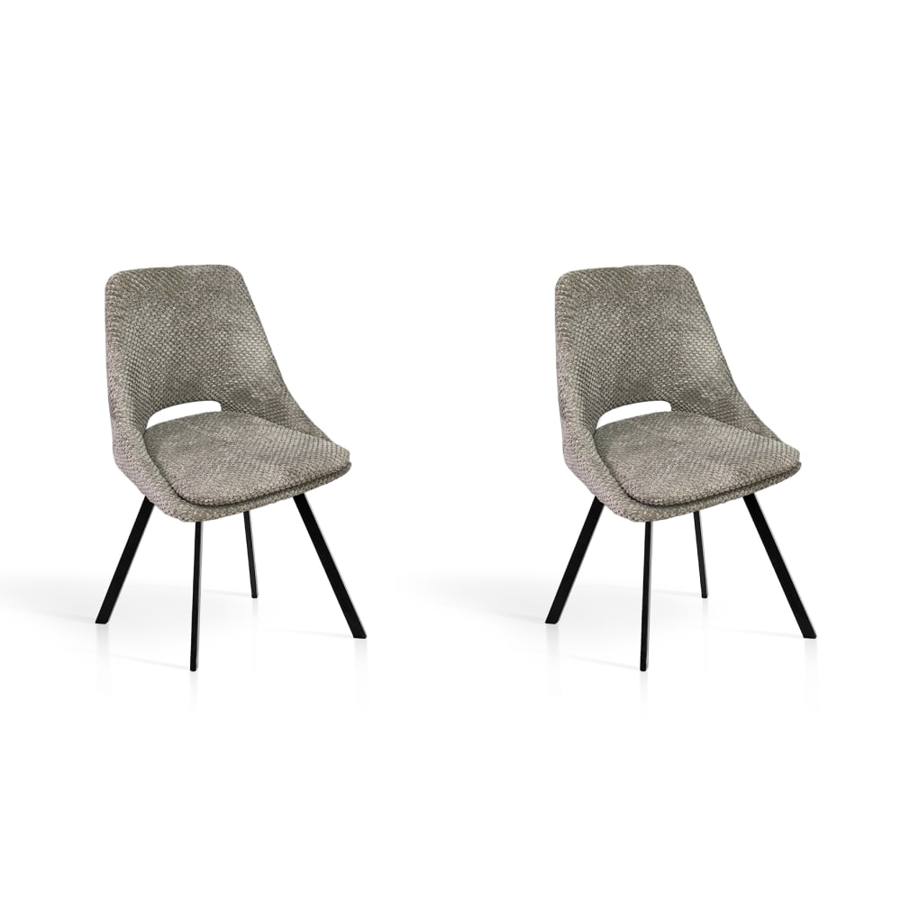 Wohnli Möbelsuche - 2?er Set Stühle aus Stoff und Metall taupe 85×48×57?cm