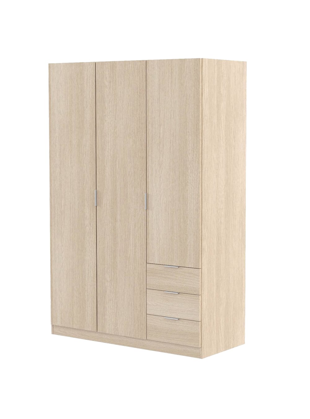 wohnli-moebel-suche-3-tueriger-Kleiderschrank-mit-Eichenholzeffekt-121x52h180-cm Wohnli Möbelsuche - 3-türiger Kleiderschrank mit Eichenholzeffekt 121x52h180 cm