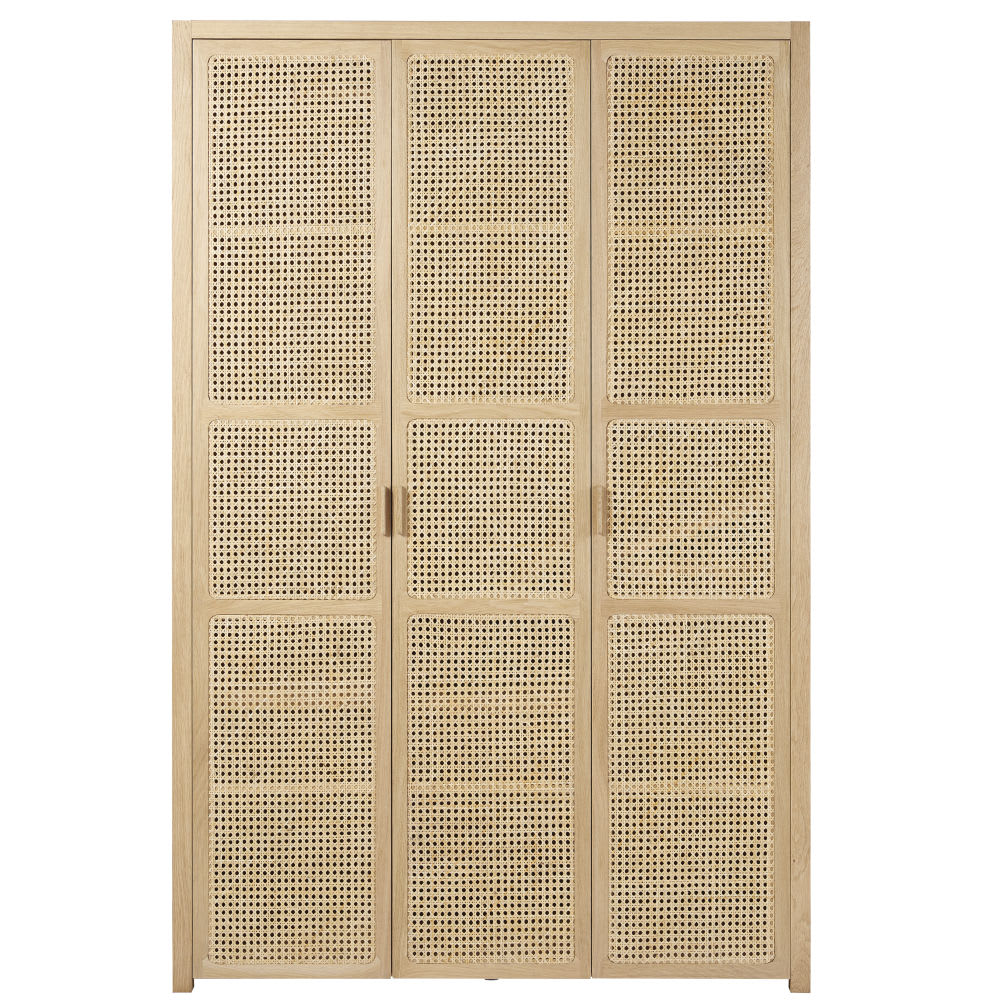 Wohnli Möbelsuche - 3-türiger Kleiderschrank mit Rattangeflecht