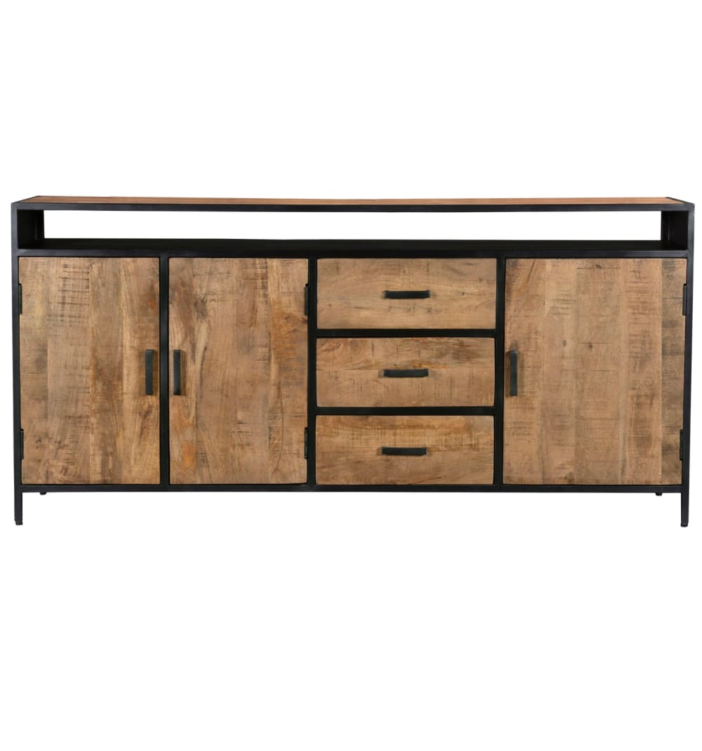 wohnli-moebel-suche-3-tueriges-Sideboard-mit-3-Schubladen-L180-cm-Mangoholz-und-Metall Wohnli Möbelsuche - 3-türiges Sideboard mit 3 Schubladen