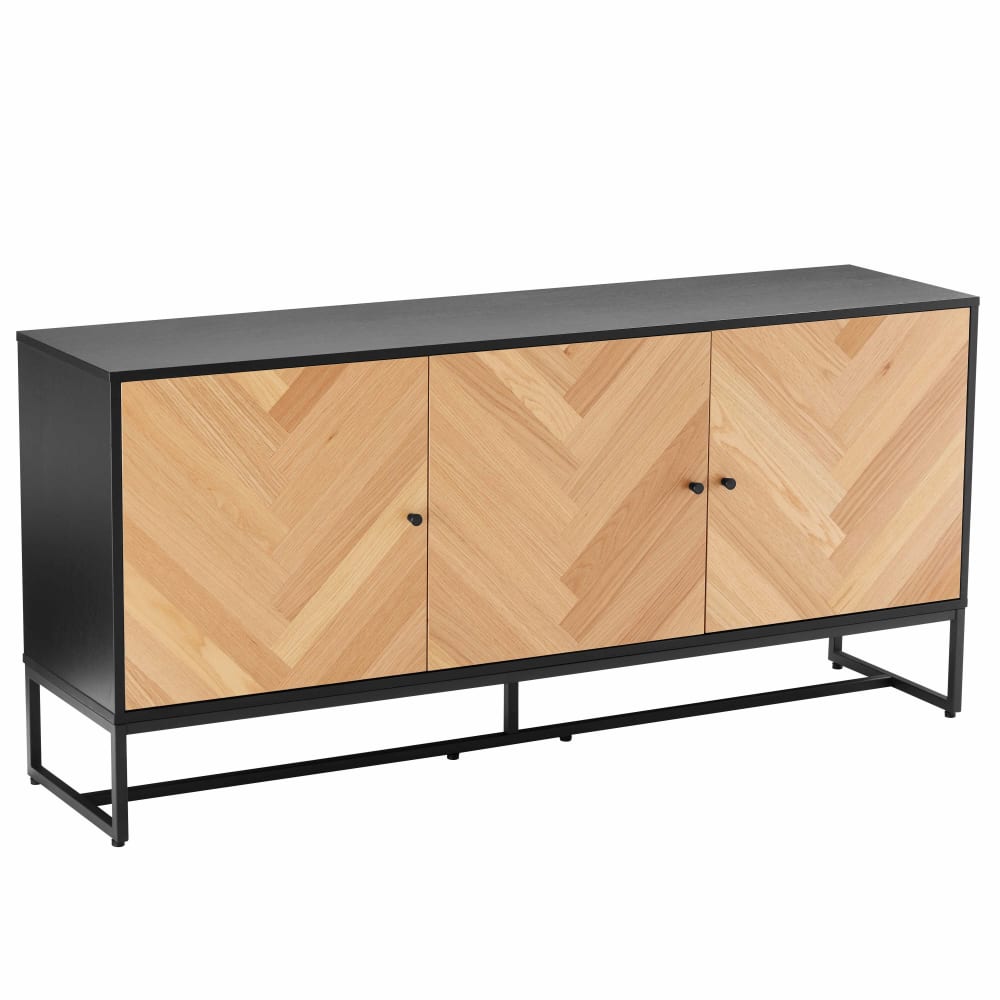 Wohnli Möbelsuche - 3-türiges Sideboard mit Melamindekor 160 cm Eiche und Schwarz