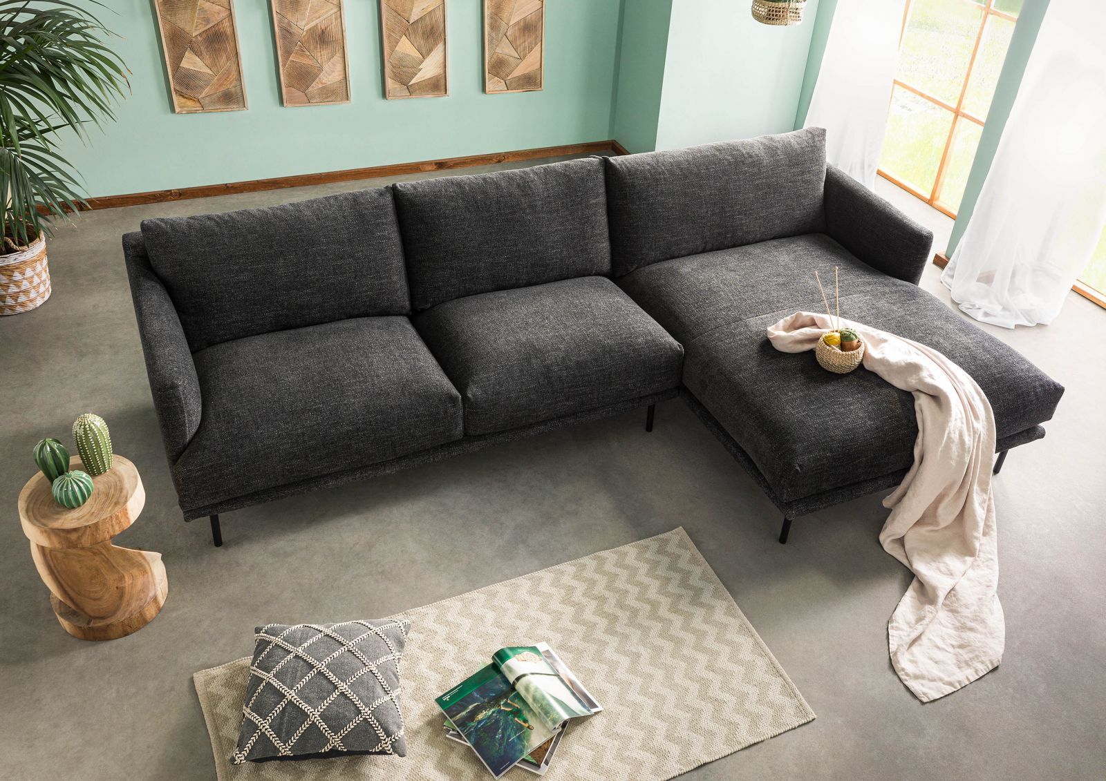 wohnli-moebel-suche-31-920-100-0010-1 Ecksofa 285x161x81 Silikon-Feder Mix schwarz TRIENT Massivmoebel24 DE Möbel/Sofas/Ecksofas Schwarz B:285, H:81, T:161