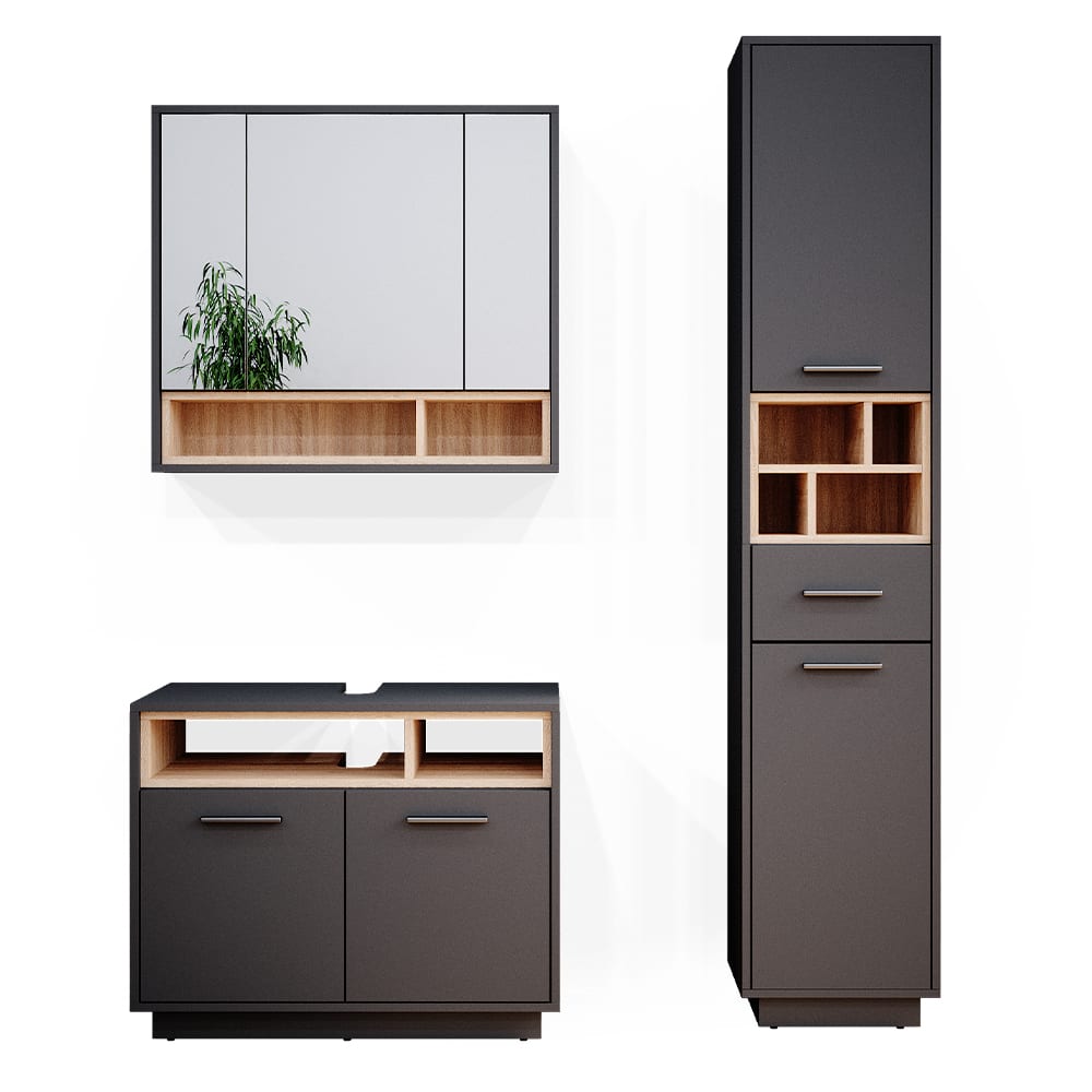 wohnli-moebel-suche-3er-Set-Badmoebel-Set-mit-Hochschrank-Anthrazit Wohnli Möbelsuche - 3er Set