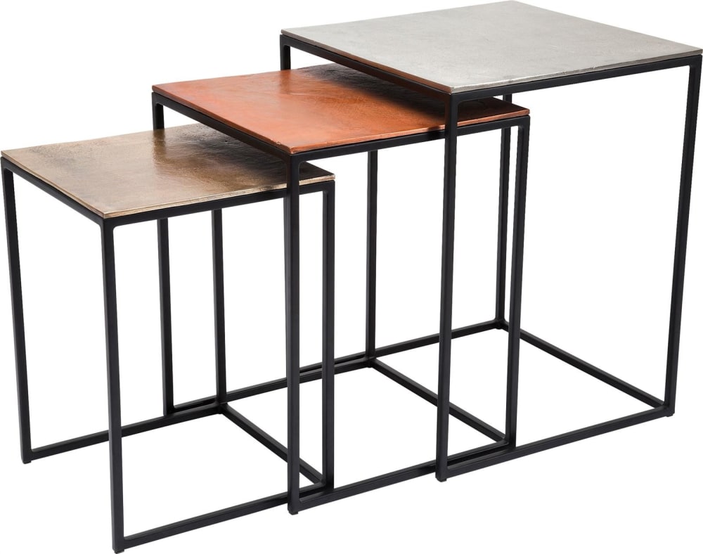 wohnli-moebel-suche-3er-Set-Beistelltische-aus-Aluminium-und-Stahl-schwarz-und-braun Wohnli Möbelsuche - 3er Set Beistelltische aus Aluminium und Stahl