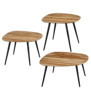 Wohnli Möbelsuche - 3er Set Beistelltische aus braunem Recyceltem Holz H34