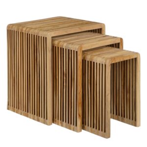 Wohnli Möbelsuche - 3er Set Beistelltische aus braunem Recyceltem Holz H50