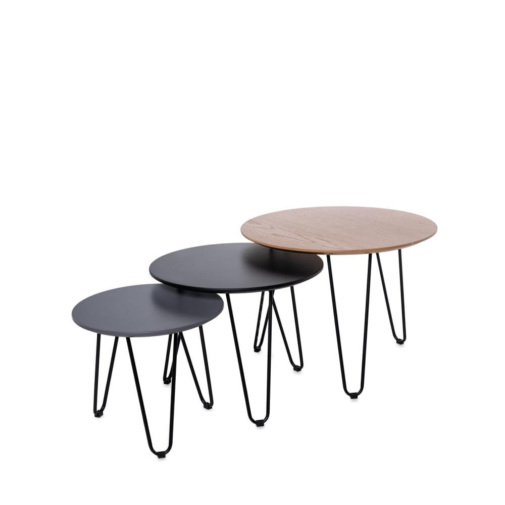 wohnli-moebel-suche-3er-Set-Couchtische-mit-Holzplatten-in-Schwarz-und-Grau Wohnli Möbelsuche - 3er-Set Couchtische mit Holzplatten in Schwarz und Grau
