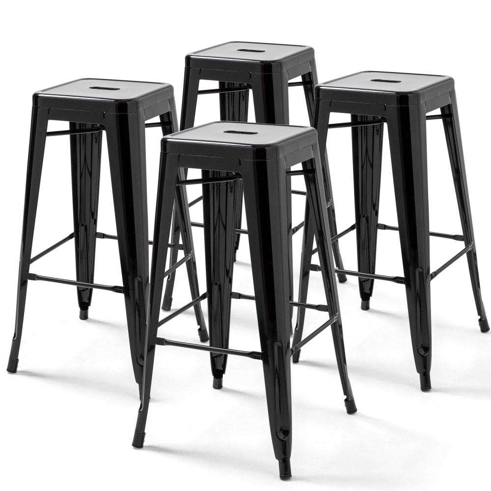 Wohnli Möbelsuche - 4 Barhocker aus Stahl mit Epoxid-Finish Schwarz