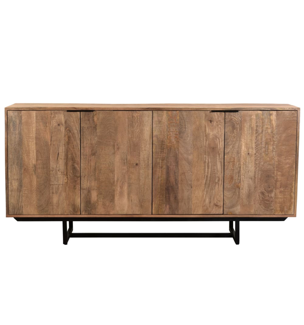 wohnli-moebel-suche-4-tueriges-Sideboard-L.185-cm-massives-Mangoholz-und-schwarzes-Metall Wohnli Möbelsuche - 4-türiges Sideboard L.185 cm