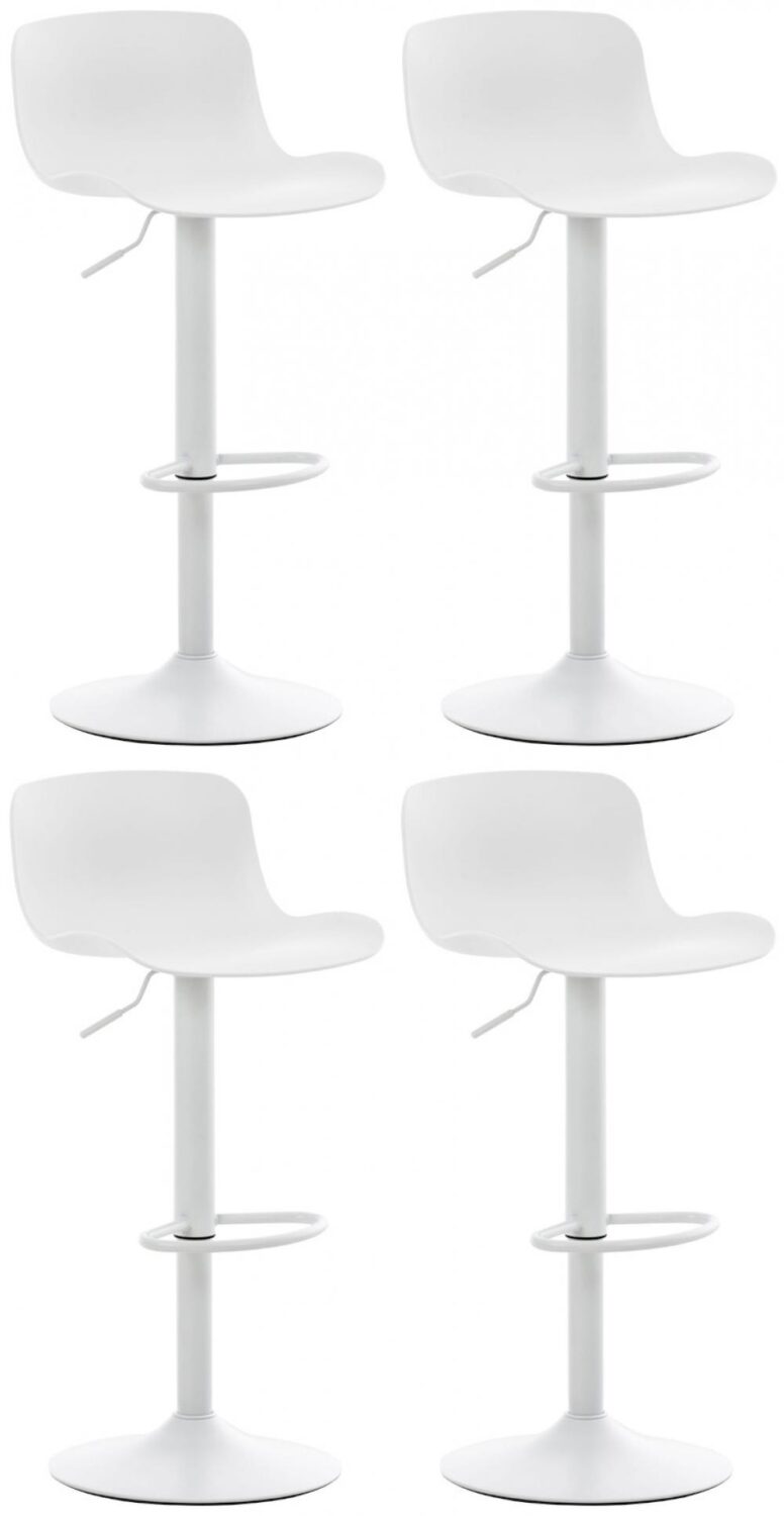 Wohnli Möbelsuche - 4er Set Barhocker Höhenverstellbar drehbar  aus Kunststoff weiß