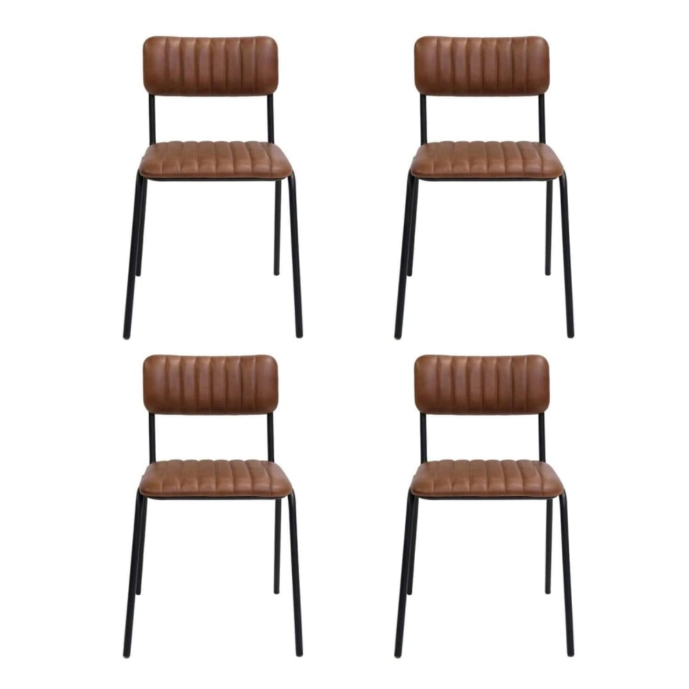 wohnli-moebel-suche-4er-Set-Esszimmerstuehle-Diner-aus-gesteppten-Bueffelleder-Braun Wohnli Möbelsuche - 4er-Set Esszimmerstühle Diner aus gesteppten Büffelleder
