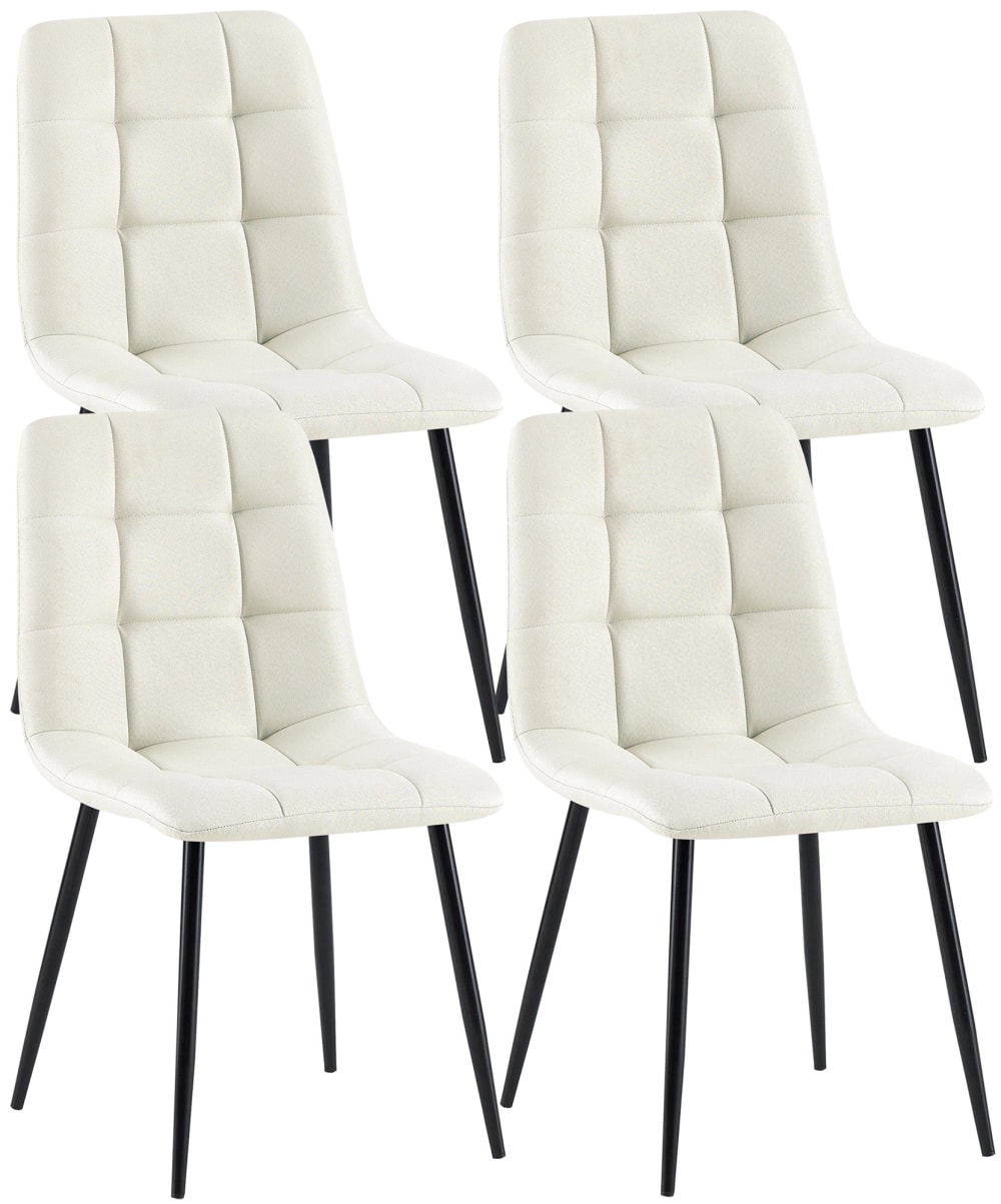 Wohnli Möbelsuche - 4er Set  Esszimmerstühle mit Sitz aus Stoff creme