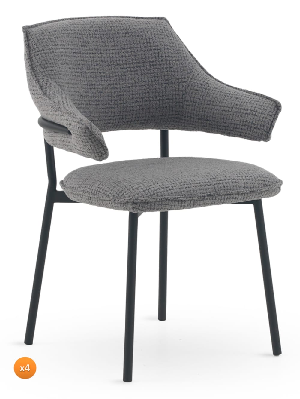 Wohnli Möbelsuche - 4er-Set Polstersessel Chenille anthrazitgrau